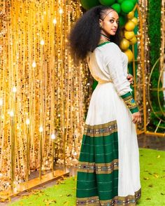 Lush Elegance: Handwoven Green Habesha Dress - Traditional Beauty with Exquisite Embroidery! Ethiopia Clothing, Ethiopian Clothing, Habesha Dress, Traditional Beauty, Cultural Celebration, Handwoven Fabric, Traditional Dress, Wedding Dresses Simple, Beautiful Embroidery