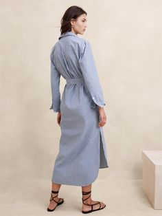 Poplin Maxi Shirtdress | Banana Republic Factory Workwear Shirt Dress With Spread Collar And Placket, Summer Workwear Shirt Dress With Button Cuffs, Casual Shirt Dress With Spread Collar For Work, Chic Shirt Dress With Button Cuffs For Daywear, Workwear Shirt Dress With Placket, Elegant Shirt Dress With Shirttail Hem For Work, Button-up Shirt Dress With Pockets For Daywear, Collared Shirt Dress With Placket For Work, Classic Shirt Dress With Button Closure For Daywear