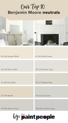 the top 10 paint colors for neutrals and whites in this living room is white