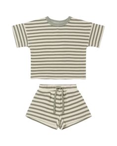 A super cute matching set ready for comfy play and lounging. – 100% organic cotton – Machine wash cold and tumble dry low Quincy Mae, Waffle Tee, Tee Shorts, Cute Matching, Play Set, Short Set, Lounge Set, Knit Set, Lounge Sets