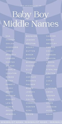 the baby boy middle names poster