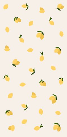 lemons are flying in the air on a white background with green leaves and dots