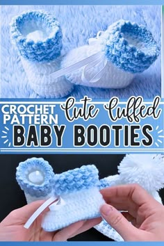 crochet baby booties pattern with text overlay