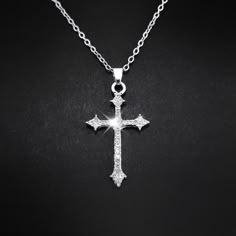 Sparkly Silver Crystal Cross Pendant (Approx 1.25"). Stainless Steel Chain. Chain Extender For Size Adjustment. Lobster Clasp. Cb159 #Crossnecklace #Cross #Necklace #Jewelry Men Women Unisex New Jewellery Dope Jewelry Accessories, Sparkly Accessories, Mushroom Jewelry, Pretty Jewelry Necklaces, Crystal Cross, Jewelry Men, Ocean Jewelry, Beaded Jewelry Designs, Classy Jewelry