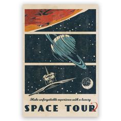 an old space travel poster from the 1950's