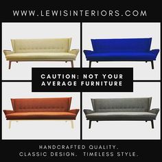 four different types of couches with the words caution not your average furniture