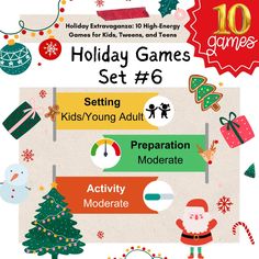 holiday games set 6 for kids / young adults to play in the holidays and christmas time