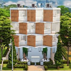 an artist's rendering of a modern apartment building