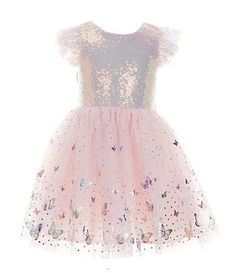 Zunie Little Girls 2-6X Sequin Flutter Sleeve Butterfly Dress | Dillard's Pink Sequin Dress Kids, Butterfly Dresses, Lace Dress For Kids, 2025 Spring, Girls Special Occasion Dresses, Special Occasion Outfits, Butterfly Dress, Girls Party Dress, Dresses Kids Girl