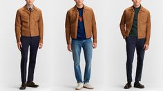 Three Ways To Wear A Suede Jacket | The Daily | MR PORTER Formal Sneakers, How To Wear Jeans, Loafers Boots, Mens Designer Clothes, Clothes Designer, Brown Outfit, Designer Accessories