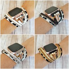 HOT! Leopard Print Boho Chic Fitbit Versa Band Vegan Leather Double Wrap Silver Chain Bracelet for Fitbit Versa 2 Lite Fitbit Fashion Strap Add romantic look to your favorite smart watch. Will create unforgettable and unique look to your watch and will compliment any outfit from the office to the dance floor. Perfect gift for loved ones for Birthday, Christmas, Thanksgiving, Valentine's Day or any other occasion. ALL EYES ON YOU! FREE GIFT BOX INCLUDED! Specification: Fits: Fitbit Versa/ Versa 2 Leather Chain Bracelet, Fitbit Versa 2, Fitbit Versa 3, Apple Watch Bands Women, Handmade Watch Bands, Apple Watch Bracelets, Bracelet Fashion, Silver Chain Bracelet, Apple Watch Strap