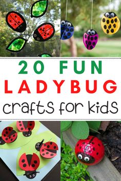 ladybug crafts for kids with text overlay that reads 20 ladybug crafts for kids