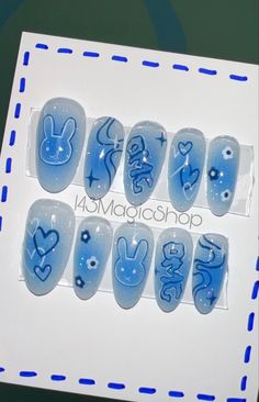 Kpop press on nails - New Jeans Inspired Aurora Nails, Fake Nails Designs, Anime Nails, Korean Nails, Cute Acrylic Nail Designs, Pretty Gel Nails, Really Cute Nails, Soft Nails, Kawaii Nails