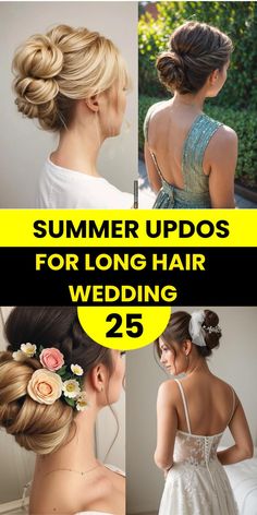 Summer Updos for Long Hair Updos For Long Hair Wedding, Summer Updos For Long Hair, Summer Updos, Long Hair Wedding, Casual Updo, Updos For Long Hair, Easy Bun, Long Hair Wedding Styles, Easy Updos