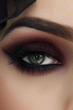 Vampire Ball Makeup, Eye Makeup For Formal Event, Dark Formal Makeup, Dark Purple Smokey Eye Makeup, Smokey Eye Makeup For Hazel Eyes, Dark Moody Wedding Makeup, Moody Eye Makeup, Moody Wedding Makeup, Lilith Costume