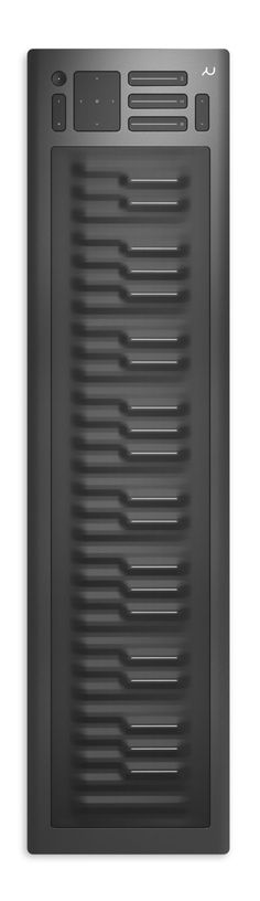 the back side of a black computer tower with many windows and buttons on each side