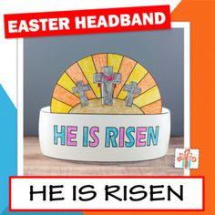 an easter card with the words he is risen