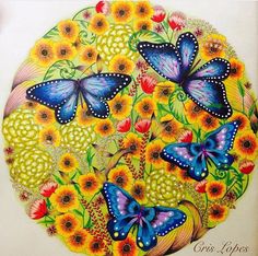 a painting of sunflowers and butterflies on a white background