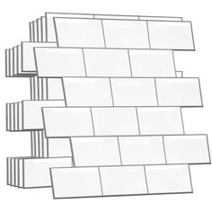 three white brick wall panels stacked on top of each other