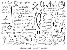 hand drawn doodles and arrows on white background stock photo - 549782