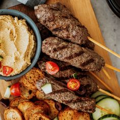 organic ground beef - beef kafta kabobs Kafta Kabobs, Beef Kafta, Meatball Skewers, Classic Hummus, Bagel Chips, Beef Sticks, Organic Meat, Flat Iron Steak, Recipes Simple