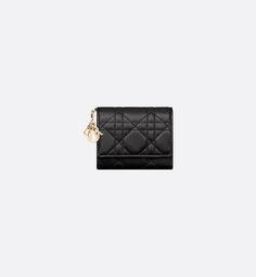 Lady Dior Lotus Wallet Black Cannage Lambskin | DIOR Luxury Compact Wallet, Lady Dior Wallet, Designer Coin Purse, Mens Travel Bag