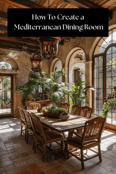 A Mediterranean dining room embracing a color scheme inspired by the sun-drenched hues of the region, from warm terracotta to muted sand tones1 Mediterranean Dining Room Ideas, Mediterranean House Designs, Mediterranean Dining, Mediterranean Dining Room, Atrium Design, British Colonial Decor, Mediterranean Living, Mediterranean Tile, Mediterranean Architecture