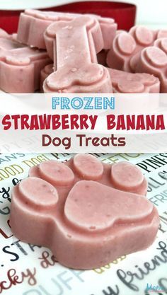 frozen strawberry banana dog treats are ready to be eaten