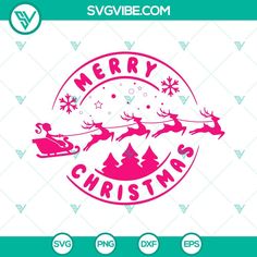 merry christmas svg file with santa sleigh