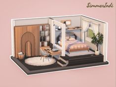 Pink Cozy Bedroom, Bedroom The Sims 4, Sims 4 Beds, Platform Bedroom, Parents Bedroom, Built In Bed, Sims 4 House Plans