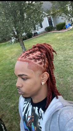 Burgundy Dreads Men, Burgundy Hair Locs, Dread Highlights, Red Locs Men, Alt Hair Dye Ideas, Human Knuckles, Alt Hair Dye, Men’s Loc Styles, Styles For Short Dreads