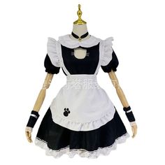 Black Cute Cat Printed Lolita Maid Dress Condition: Brand NewColor: BlackSize: S-5XLMaterial: Cotton and PolyesterSleeves: short sleevesIncluded:   Dress+Apron + Headdress + Bell collar + Wrists Cute Fitted Cosplay Dresses, Fitted Doll Collar Dress For Cosplay, Doll Collar Dress For Halloween Costume Party, Halloween Costume Party Dress With Doll Collar, Halloween Doll Collar Costume Party Dress, Anime Print Dress For Cosplay Events, Cute Black Dress For Costume Party, Black Kawaii Anime Print Cosplay Costume, Kawaii Costume Dress