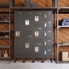 a large metal locker sitting in the middle of a room