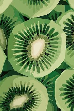 an image of sliced kiwis on a green background