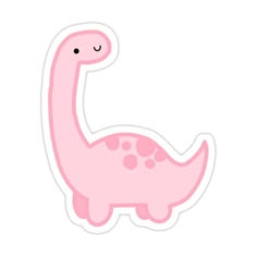 a pink dinosaur sticker with dots on it's head and neck, sitting in front of a white background