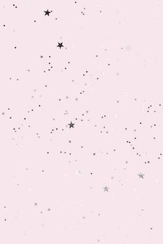 a pink background with silver stars on the left and black dots on the right side