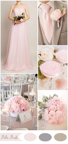 a collage of pink and grey wedding colors