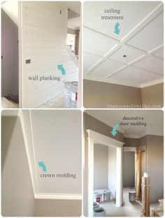 the process of painting a room with white walls and trimmings, including paint