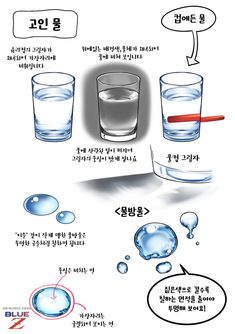 an info sheet with different types of glasses and words in korean characters, including the names of