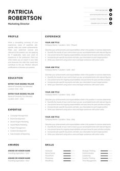 a professional resume template with black and white colors, including the cover letter on top