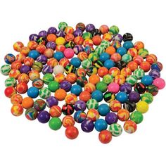 a pile of multicolored marbles sitting on top of each other