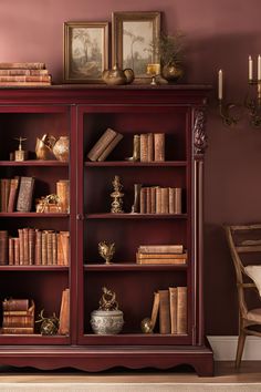 How to Create a Hygge Home * Burgundy Bookcase Library