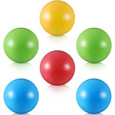 four different colored balls are arranged in a circle