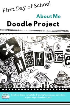 the first day of school about me doodle project with pictures and words on it