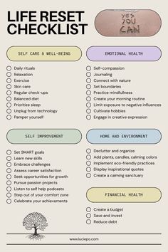 Absolutely love this checklist! Let me know what cannot miss on your life reset checklist! 🌟 👉Click the link for more inspiration! #LifeResetChecklist #SelfCareChecklist #DailyResetRoutine #ProductivityHacks #HealthyLivingTips Lists To Make To Organize Your Life, Get My Life Together Checklist, How To Reset Your Life, Life Reset Checklist, Getting My Life Together List, Getting Your Life Together Checklist, Reset Checklist, Self Care Workbook, Checklist Self Care