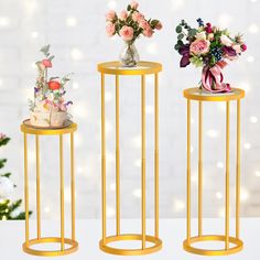 PRICES MAY VARY. Round Pedestal Stand: The cylinder stand sets come in three adjustable sizes: Large: 37.59'' x 11'', Medium: 31.69'' x 10.23'', Small: 23.81'' x 9.44''. These gold metal cake stands feature a sleek and modern square shape that adds a touch of elegance and sophistication to any event or space. Solid & Sturdy: These plant stands have an antirust-resistant coating that is waterproof and rustproof, smooth ending without sharp edges, making them suitable for both indoor and outdoor u Wedding Cake Pedestal, Plant Tables, Cylinder Pedestal, Plant Stand Table, Background Stand, Metal Cake Stand, Cake Pedestal, Pedestal Stand, Metal Plant Stand