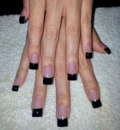 Jwoww Nails, Punk Nails, Goth Nails, Short Square Acrylic Nails, Really Cute Nails, Black French, Tip Nails, Square Acrylic Nails, Dream Nails