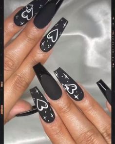 Black And White Nail Designs, Black And White Nail, Black And White Nail Art, White Coffin Nails, Black Coffin Nails, Black Acrylic Nails, Punk Nails, Classy Nail Designs, White Nail Art