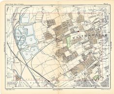 an old map shows the location of several buildings