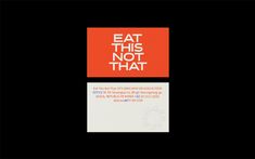 an orange and white business card with the words eat this not that